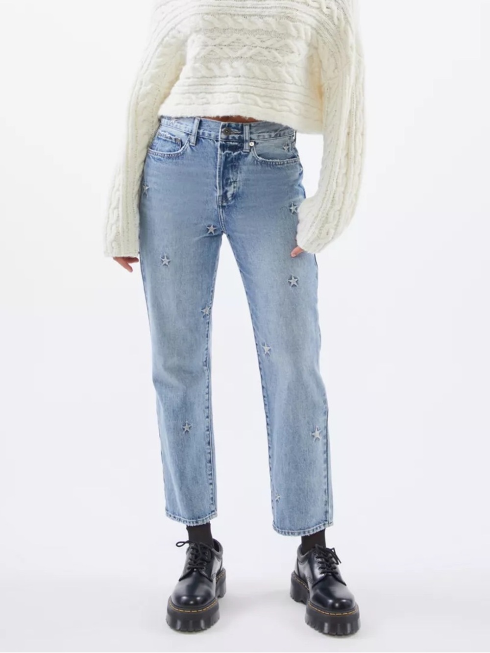 Pistola Charlie Star Embroidered Straight Leg Jean in Supernova - 25